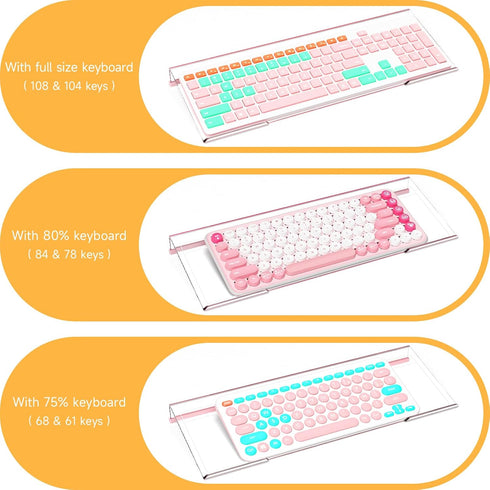 Rulyyo 17 Inch Ergonomic Computer Keyboard Stand - Clear Acrylic Keyboard Riser for Desk Tilted Keyboard Holder Tray