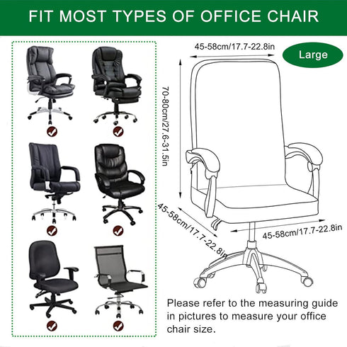 Chair,L,A32 CRFATOP Stretch Computer Office Chair Cover with Durable Zipper Universal Rotating Chair Desk Chair Cover