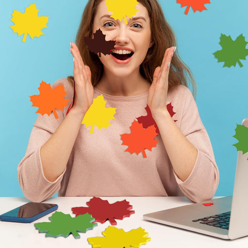 Glenmal 540 Sheets Fall Leaf Sticky Notes, Autumn Sticky Notepads in Maple Leaves Shape for Thanksgiving Office