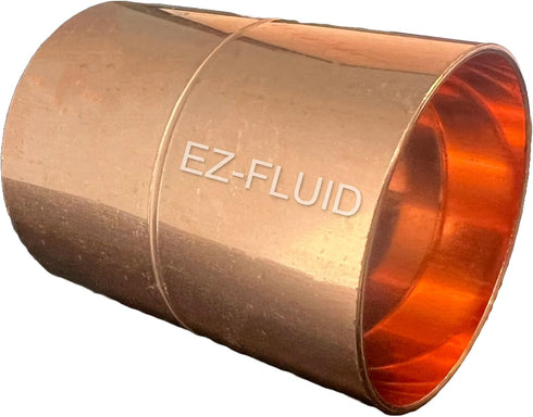 EZ-FLUID Plumbing 1-1/2" C X C LF Copper Coupling, Pressure Copper Fitting with Roll Pipe Tube Stop, 1 Pack