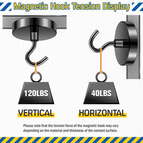 FINDMAG 120lbs Magnetic Hooks, Heavy Duty Neodymium Magnet with Hooks for Home, Kitchen, Office