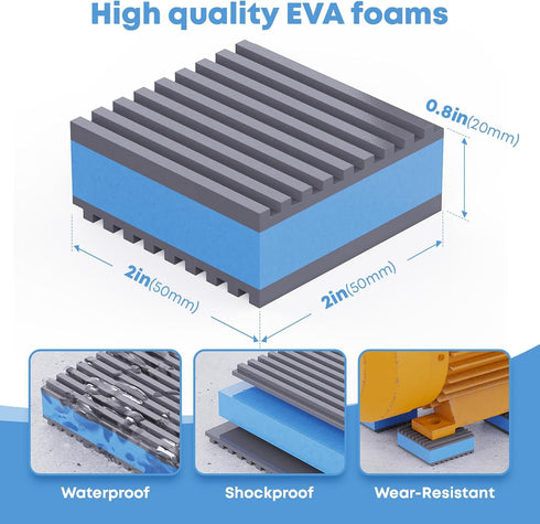 Anti Vibration Isolation Pads, Mechanical Vibration Damping Pads, Air Compressor Rubber Feet for Washing Machine, Sound Shock Absorbing Pads with Tire Smell, Better for Outdoor Use 2"x 2"x 7/8"-4 PCS