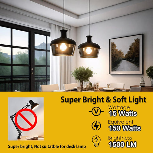 ILC G120 LED Large Globe Light Bulbs 15W, E26 Base, 150W Equivalent, Color Temperature Turnable 2700K-6000K, 2 Pack