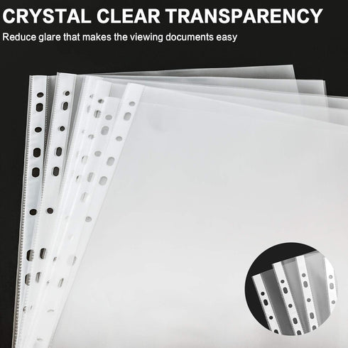 PANDRI 600 Pack Clear Heavy Duty Plastic Page Protectors, Fits Standard 8.5 x 11 Paper, 11-Hole for 3 Ring Binder