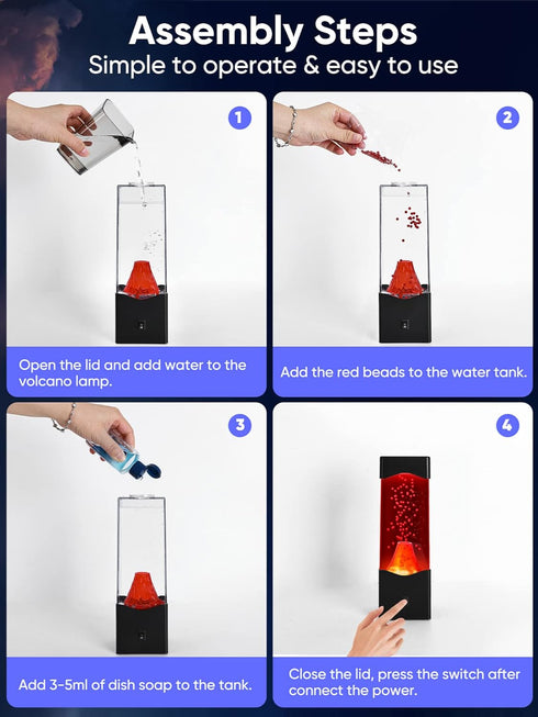 Night Light for Kids,USB Powered Volcano Lamps,Relaxing Nightlight for Kids & Adults,Room Office Desktop Volcano