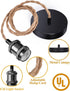 E26 E27 JACKYLED UL Boho Pendant Light Kit, Hemp Rope Light Fixture with Adjustable Hanging Light Cord & Light Socket