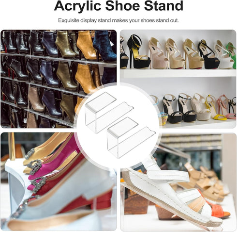 2pcs 7-tier 4mm Closets Acrylic Shoe Display Stands High Heel and Flat Shoe Racks Thick Retail Store Display Brackets