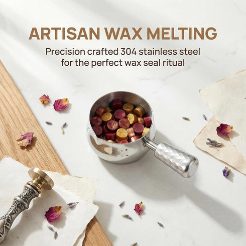 60ml 304 Wax Seal Spoon Pot Big Stainless Steel Wax Melting Spoon Warmer Scoop with Handle for Sealing Stamp Envelope