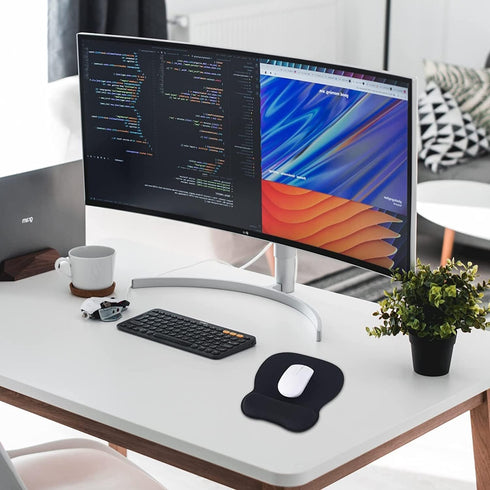 EooCoo Ergonomic Mouse Pad with Wrist Support, Memory Foam Wrist Rest, Non-Slip Base, 9.64 x 8.26 in