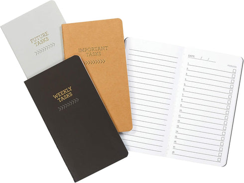 C.R. Gibson MJ183-22696 Small Notebook Journals, Daily Tasks, Weekly Tasks, Important Tasks, 4pcs and 80pgs