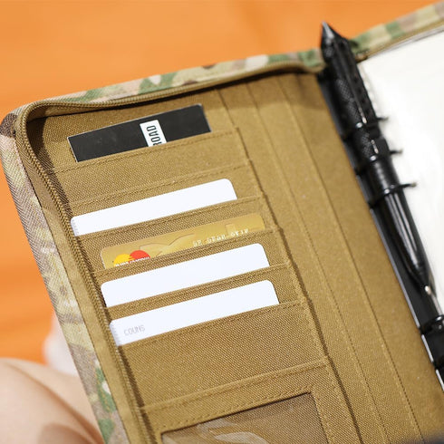 Military Padfolio Ring Binder with 80 Sheets, 160 Pages Leaf Paper, Refillable Tactical Notebook, 6-Ring A5