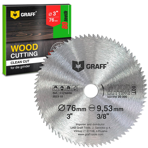 3 Inch Circular Saw Blade for Wood, 80T Cutting Disc with 3/8 Inch Arbor from GRAFF