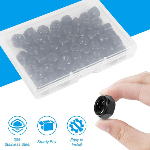 Yinpecly 50Pcs #8-32 304 Inch Nylon Insert Hex Lock Nuts Stainless Steel Locknuts Self-Locking Nut, Standard Threaded