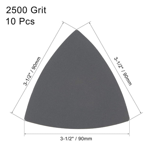 uxcell Triangular Sandpaper Hook and Loop Triangle Sanding Pad Fit 3-1/2" Oscillating Multi-Tool Silicon Carbide for Wet/Dry Use 2500 Grit 10pcs