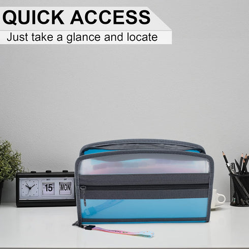 NAFY Small Accordion File Organizer, A5 Check Size, 13 Pockets with Zipper, 11X7 Inches for Coupon, Receipt, Bills