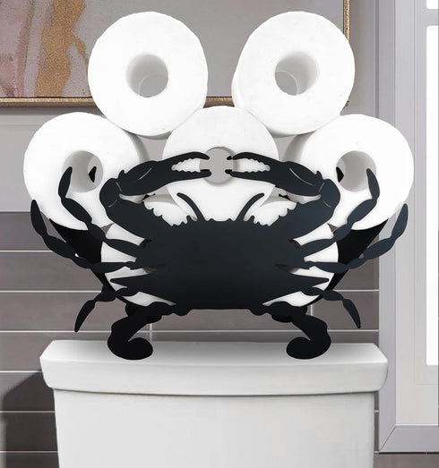 8 Metal Animals Black Crab Storage Stand for Indoor Bathrooms & Kitchens - Wall Mounted Toilet Rolls Tissue Paper