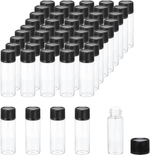 PATIKIL 50 Pack Essential Oil Bottles, 5ml Clear Glass Bottles with Orifice Reducer, Sample Vial Storage Container