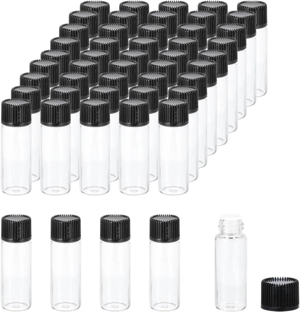 PATIKIL 50 Pack Essential Oil Bottles, 5ml Clear Glass Bottles with Orifice Reducer, Sample Vial Storage Container