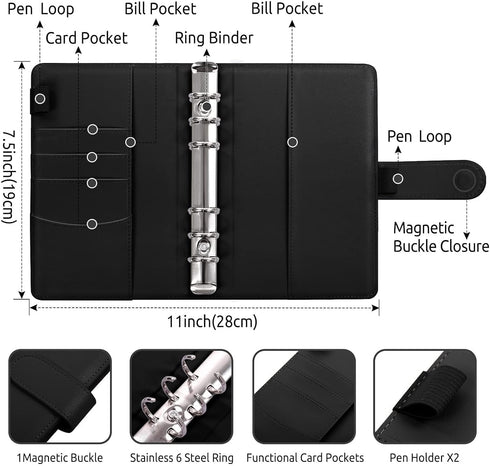 SKYDUE Money Saving Binder with Zipper Envelopes and Budget Sheets