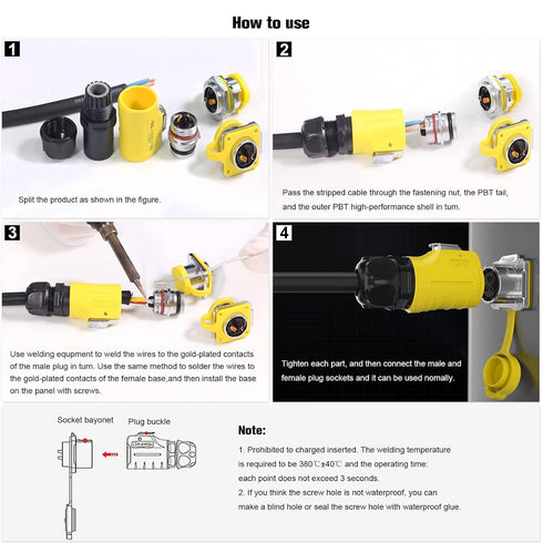 2 Pin Waterproof Connectors, M20 Power Connectors, Waterproof Electrical Connectors for Automotive and Marine