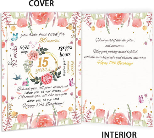 mmuue 15th 15th 15th 15 Sweet Birthday Card, Funny Birthday Gifts for Daughter Niece Granddaughter Sister, Lovely