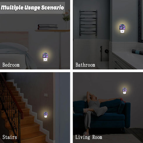 sndheke in,0.5w Glowing Purple Butterflies Night Light Plug into Wall, Neon Butterfly Dusk to Dawn Night Light Plug
