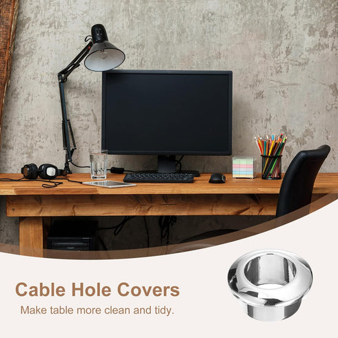 uxcell 6Pcs ABS Cable Hole Cover, 12/32 inch (18mm) Grommet for Office Desk Wire Cord Organizer, Silver