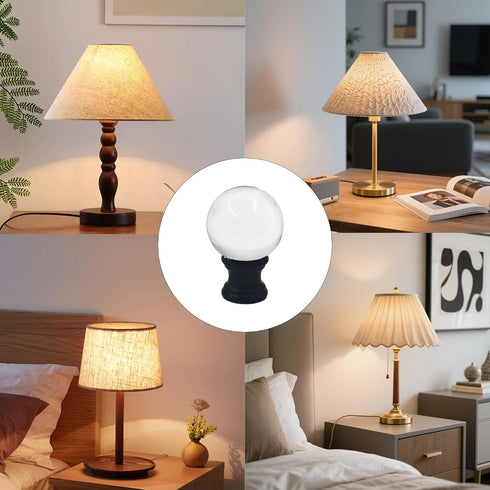 AUXBC 2PCS 1/4-27 Crystal Lamp Finials with Black Chrome Base, Thread Glass Ball Topper Decorative Cap for Table Floor