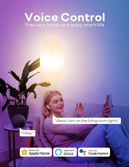 Bulbs 1Pack, Bulb BR30 2200K-7000K Dimmable, 800 9.5W (60W E26 VOCOlinc Smart Light RGBW Color Changing Light Works