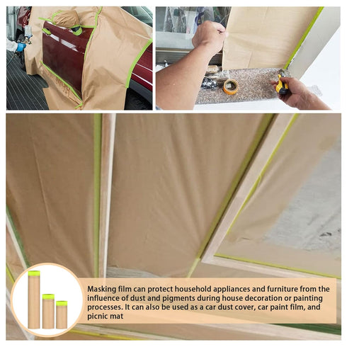 Masking Paper, 20" X 50feet, Tape and Drape for Automotive Painting Covering, Paint Spray Shield