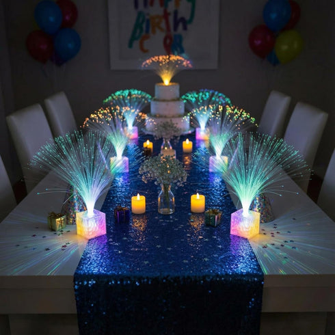 8 (9 Inch,Clear) Amylove Pcs Mini Fiber Optic Lamp Bulk LED Light Color Changing Table Centerpiece Glow in The Dark