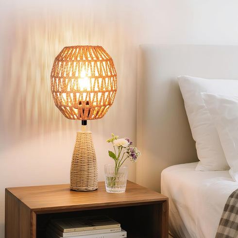 Small Lamp Shades For Table Lamps Hanging Light Boho Lamp Shades Wicker Lamp Shade for Floor Lamps, Rattan Lampshade