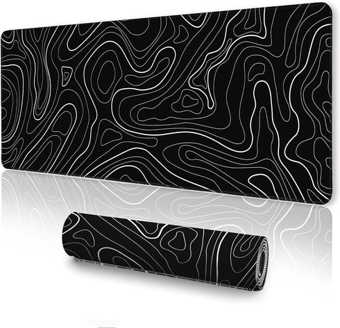 Large Topographic Mouse Pad, XXL Gaming Mousepad, Keyboard and Mouse Pad, Desk Mat, 35.3 x 15.7 in, Minimalist Contour