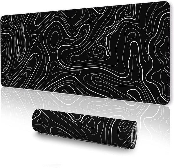 Large Topographic Mouse Pad, XXL Gaming Mousepad, Keyboard and Mouse Pad, Desk Mat, 35.3 x 15.7 in, Minimalist Contour