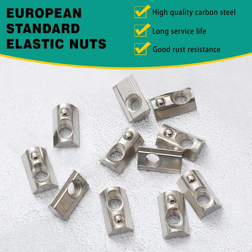 Yaocom 100 2020 M5 Pcs Series T Nuts Half Roll in Spring Silver Thread Spring Carbon Steel European Standard T Nut