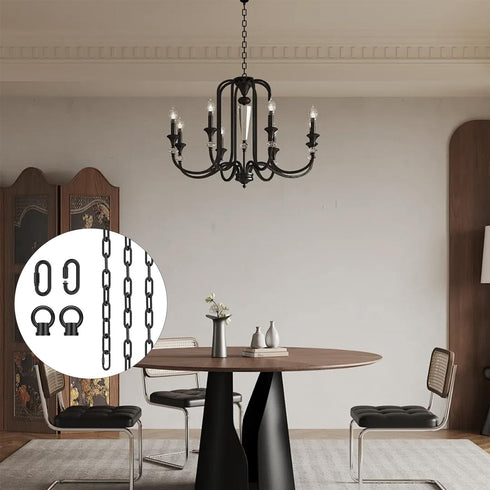 20 66 garini Feet Industrial Black Light Fixture Chain, Adjustable Extension Chain with Connection Locks for Light