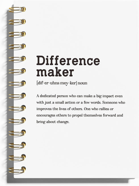 Difference Maker Gift Notebook - Inspirational Journal for Coworkers, 5.5x8.3 Inches Hardcover Spiral Notebook