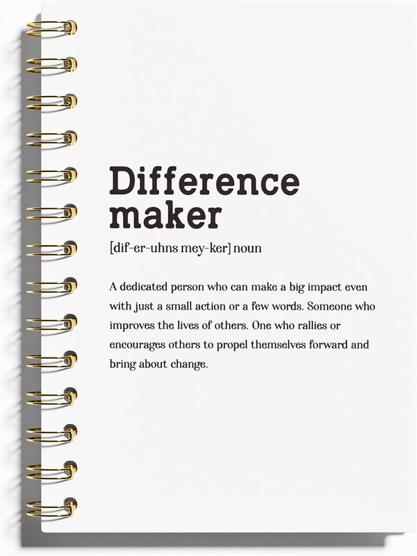 Difference Maker Gift Notebook - Inspirational Journal for Coworkers, 5.5x8.3 Inches Hardcover Spiral Notebook