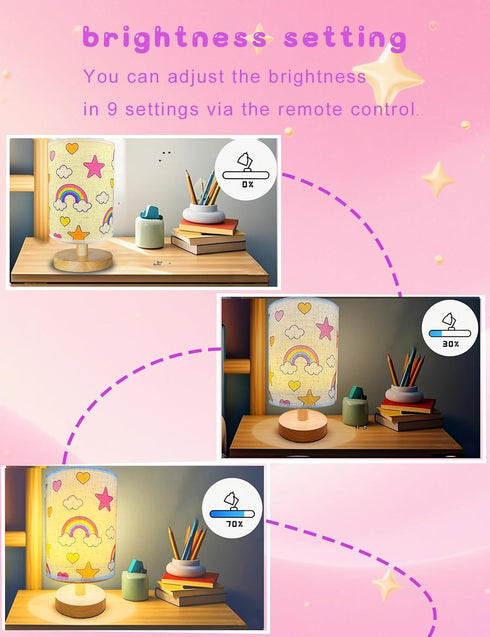 HYLING 3 9 Rainbow Lamp, Rainbow Lamp for Girls Room, Color Changing LED Night Light with Brightness Levels Wood