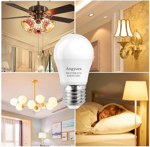 LED Bulb 120V, 40W Equivalent, A15 Warm White 2700K Energy Saving Bulb, E26 Medium Screw Base, 4 Pack