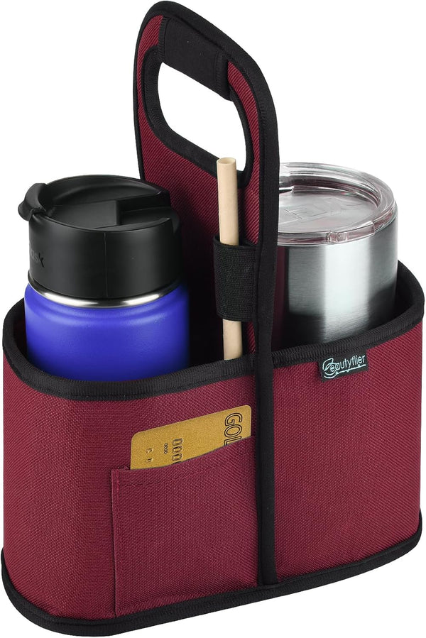 Beautyflier Drink Carrier with Handle for Delivery Reusable Insulated Coffee Cup Carrier Portable