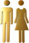 Premium Funny Bathrooms Signs Unisex Acrylic Adhesive Backed Bathroom Sign 7.8" (Golden Matte)