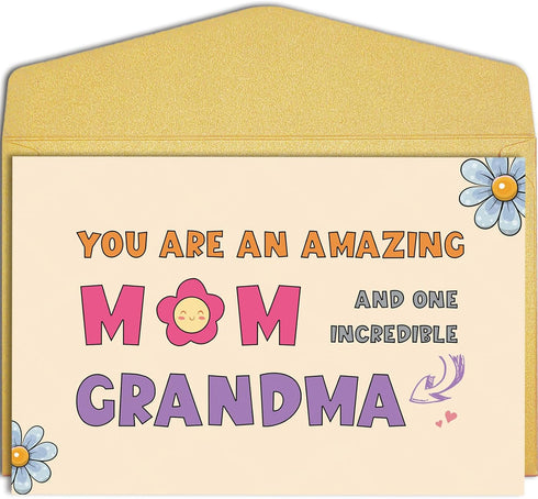 Qiliji Mother's Day Card for Grandmas, Mother's Day Card from Kid, Grandmas Birthday