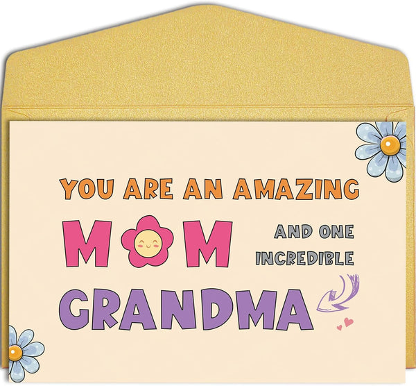 Qiliji Mother's Day Card for Grandmas, Mother's Day Card from Kid, Grandmas Birthday