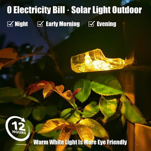 4 Pack, Consss Solar Fence Deck Lights Outdoor Waterproof LED Solar Fence Lights for Step, Outside Stairs, Yard, Patio