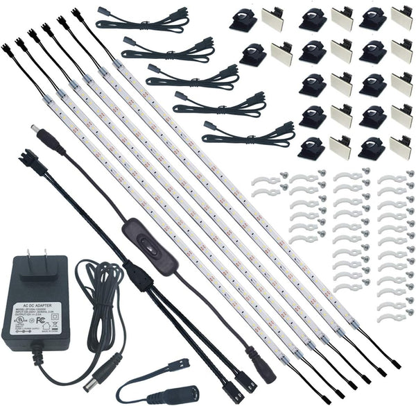 Litever Under Cabinet Lighting Kit, 6 PCS 20 Inches Flexible LED Strips,