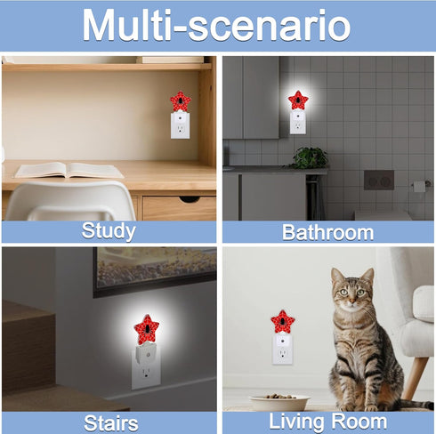 Halloween Red Spider Night Lights Plug Into Wall,Spiderweb Star Night Light for Kids,Nightlight with Dusk to Dawn Smart