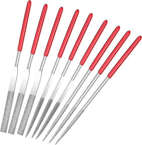 Miniature and Model Files - 9 Piece Diamond File Set (Round, Flat, Triangular)