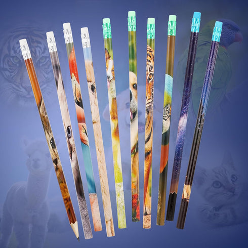 Kolewo4ever 100 Pieces Animal Pencils, Galaxy Sky Pencils for Teachers Classrooms Reward Party Supplies