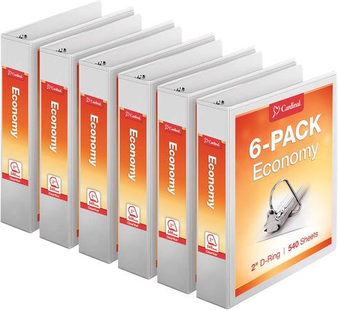 Tops Cardinal Economy 3-Ring Binders, 2", Slant-D Rings, Holds 540 Sheets, ClearVue Presentation View, Non-Stick,